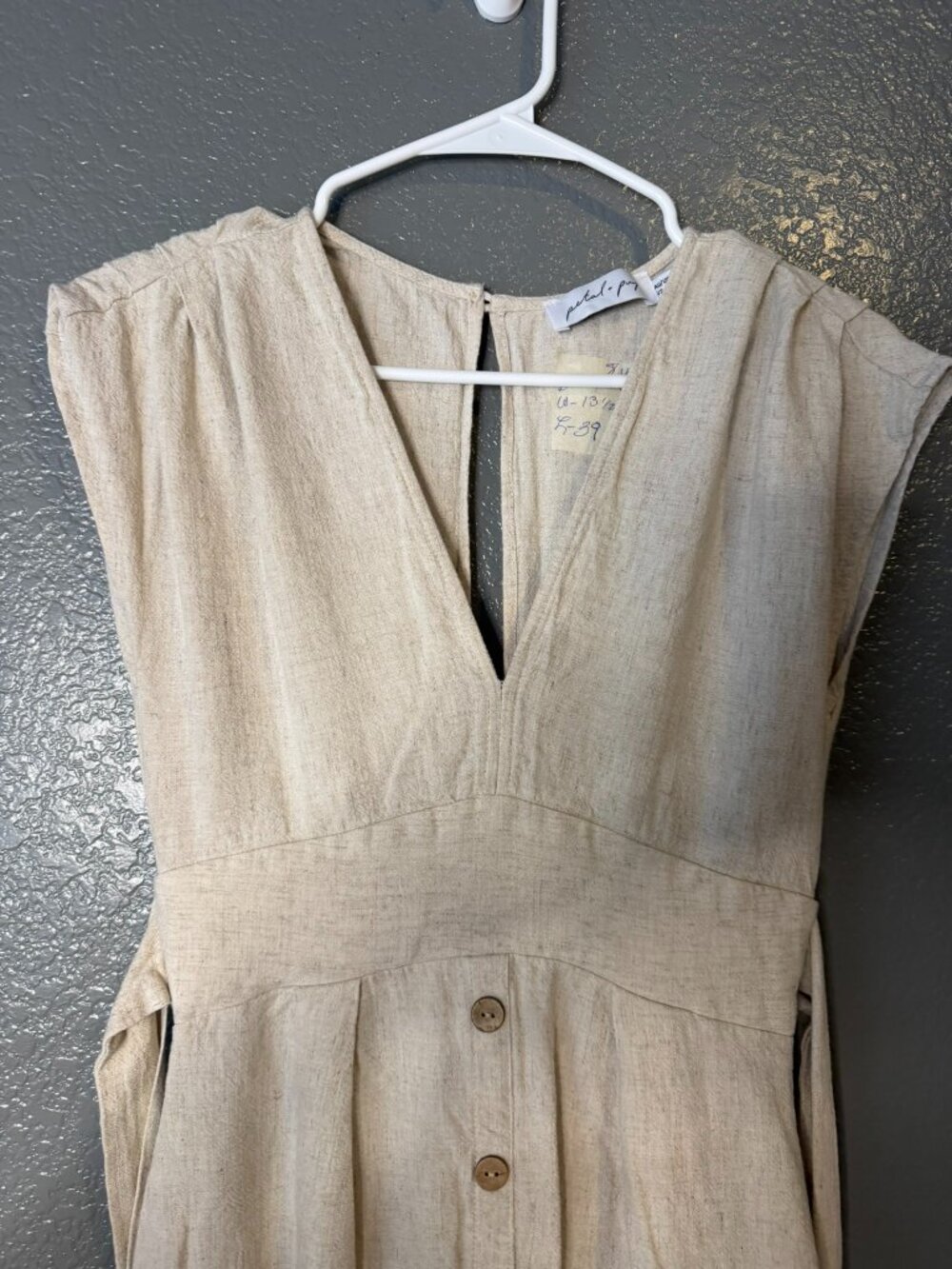 Poetry + Rye Women’s Size 8 Beige Linen Blend Midi Dress Button Front - Picture 5 of 6